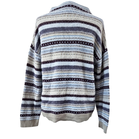 Ann Taylor Multicolor Sparkle Fair Isle Funnel Neck Sweater Metallic Cabincore - Picture 2 of 9